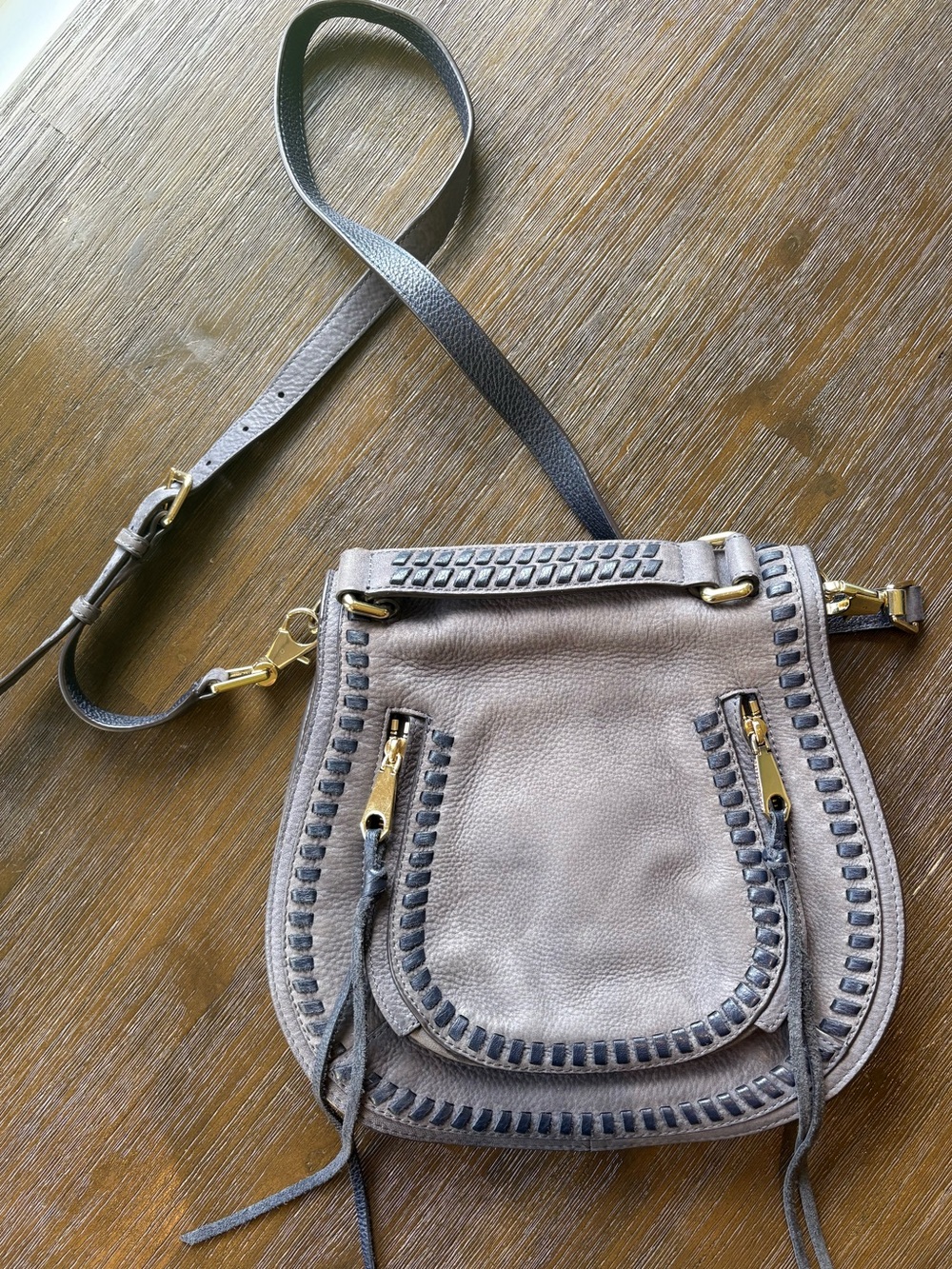 Rebecca Minkoff Vanity Saddle Bag Gray Leather